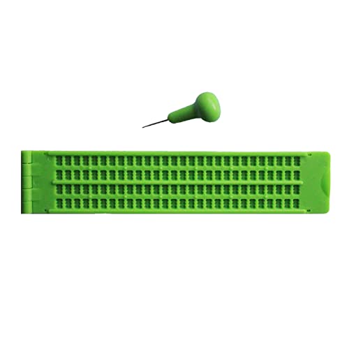 Glomora Kit D'ardoise D'écriture Braille De Taille Moyenne, Ardoise Braille 4 Lignes, 28 Cellules avec Stylet pour Un Apprentissage Amélioré