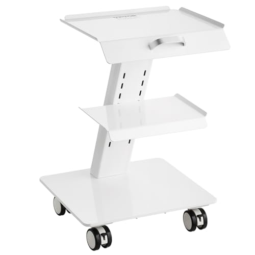 VEVOR Chariot de Laboratoire en Acier, Chariot Médical à 3 Couches, Chariot de Service Grande Capacité de Charge 100 kg avec Roues Pivotantes, Rangement pour Laboratoire Salon Hôpital, Usage Dentaire