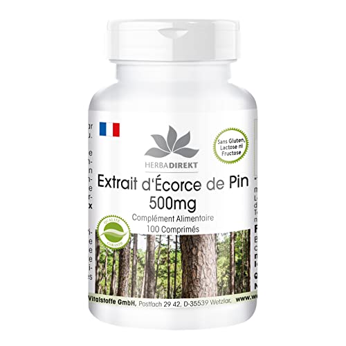Extrait d'écorce de pin 500mg - hautement dosé - vegan - 100 comprimés - avec vitamine C | Warnke Vitalstoffe - Qualité des pharmacies allemandes