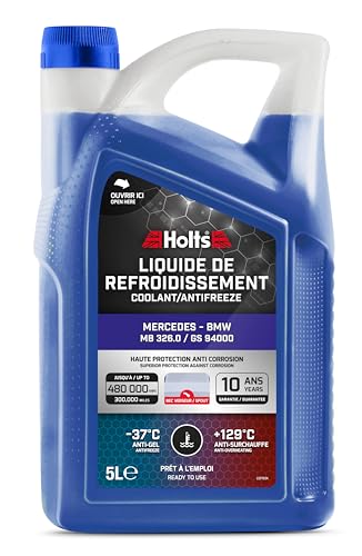 Holts HAFR0008B Liquide de Refroidissement antigel pour Voiture Mercedes et BMW, durée de Vie de 10 Ans, 480,000km Protection jusqu'à -37 °C, Bec verseur Inclus, Bleu, 5 litres
