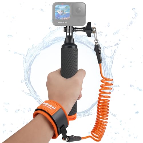 Camera Sport Poignée Flottante Anti-Glissant avec Réglable Sangle de Sécurité Noyau d'acier Compatible avec GoPro Hero Insta360 Caméscopes Etanche Action Cam sous Marine Surf Kayak Perche a Selfie