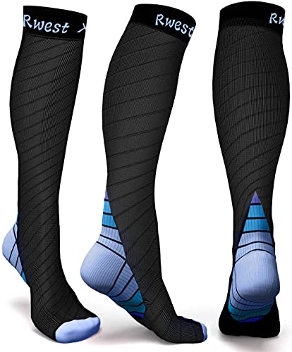 Rwest X Bas de Contention Femme et Homme, Chaussettes de Contention, Chaussette de Compression pour le sport, le fitness, la course, la randonnée, les voyages, le cyclisme