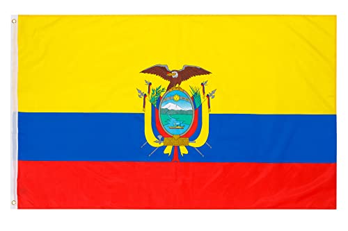 PHENO FLAGS Drapeau de l’Équateur - Drapeau équatorien 90x150 cm - Drapeau national résistant aux intempéries pour fixation sur mât - 100% polyester