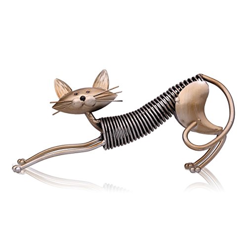 Tooarts Chat Sculpture en Métal Fer Domestique Art Artisanat Décoration Maison Ameublement Ornements