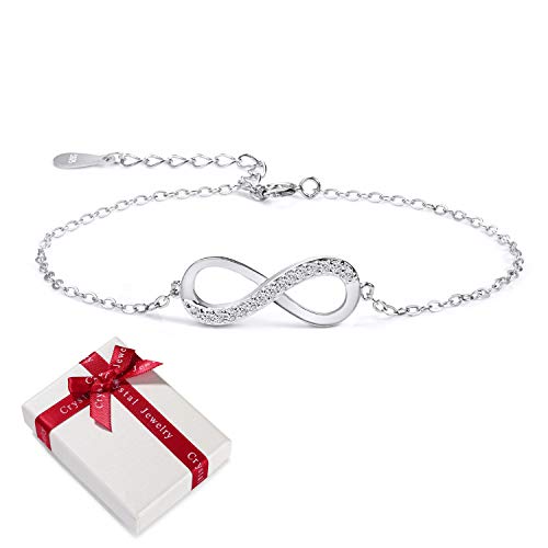 Bracelet Bijoux en Argent Sterling zircone cubique 925 pour Femmes, Infinity Symbol Love Cadeau pour l'anniversaire de Noël Saint Valentin