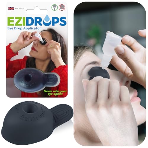 EziDrops - Distributeur de gouttes oculaires - Applicateur de gouttes pour les yeux facile - Soins de la vue sûrs et faciles (noir)