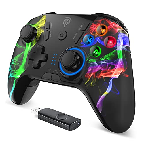 Manette PC/PS3 sans Fil Rechargeable, EasySMX 9110 2.4G Manette PC, Manette PS3 avec Double Vibration et Turbo, Compatible pour PC, PS3 et Nintendo Switch, Multicolore