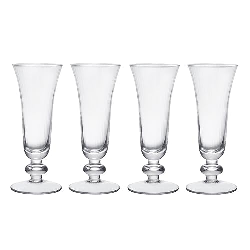 Mikasa Salerno Verres à champagne en cristal, 170 ml, lot de 4 flûtes en verre fin transparent, sans plomb, à pied court et à bord large - lavable au lave-vaisselle