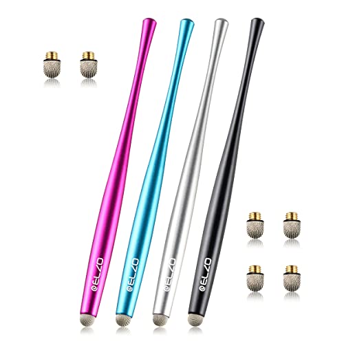 ELZO Stylus Pen pour écran Tactile 4 pièce avec 6 Remplacement des Fibres Précision Extrême pour Tous Les écrans tactiles iPad & Tablettes Android iPhone/Samsung/LenovoDell/HP/ASUS/Surface/LG