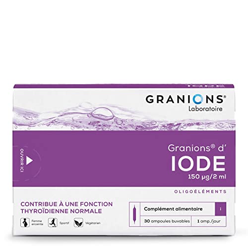 GRANIONS Iode Contribue à une fonction thyroïdienne normale Iode 150 µg Marque Française 30 ampoules