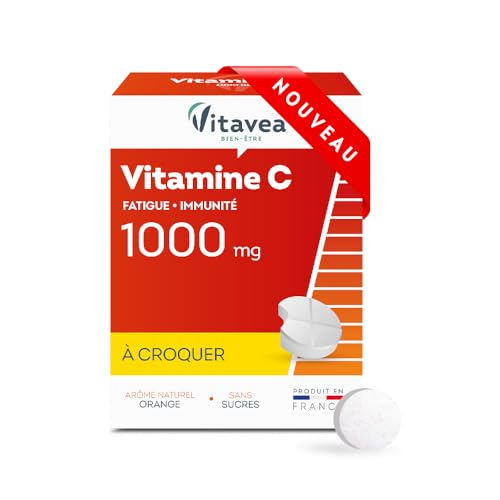 VITAVEA BIEN-ETRE - Vitamine C 1000mg - Tonus et Energie - Complément Alimentaire Fatigue et Système immunitaire - 20 comprimés - Saveur Orange -Sans sucres ajoutés - Cure 28 jours -Fabriqué en France