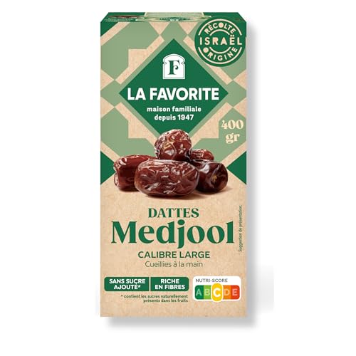 La Favorite - Dattes Medjool 400 g - Dattes Calibre Large avec Noyau - Fraicheur Garantie - Charnues & Fondantes - Pour Encas Sain, Apéritif, Cuisine, Pâtisserie