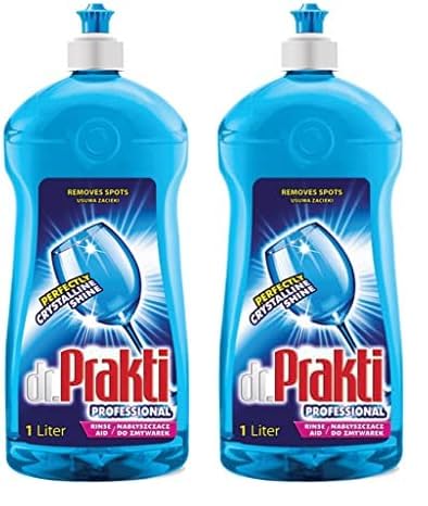 dr.Prakti Liquide de Rinçage pour Lave-Vaisselle, donne de la brillance à la vaisselle, ne laisse pas de traces, facilite le séchage, 1 l (Lot de 2)
