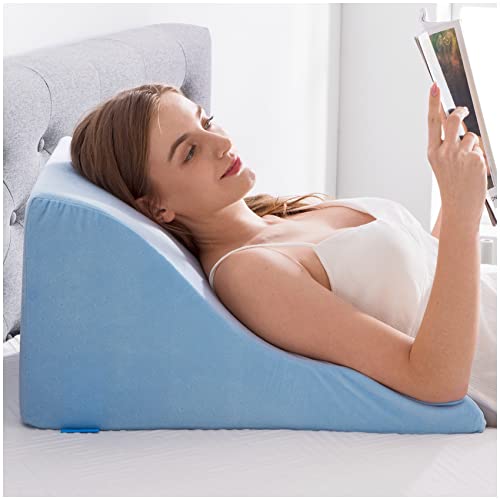 NOFFA Coussin de Lecture en Mousse à Mémoire de Forme pour Lit | Oreiller Cale Dos | Coussin à Coin Triangle est Idéal pour Soutenir Le Dos Lorsque Vous Détendez, Lisez ou Regardez la Télévision