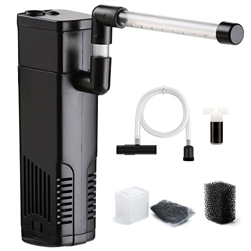 NICREW Filtre Intérieur Aquarium jusqu'à 20L, Pompes et Filtres pour Aquarium d'eau Douce ou d'eau Salée