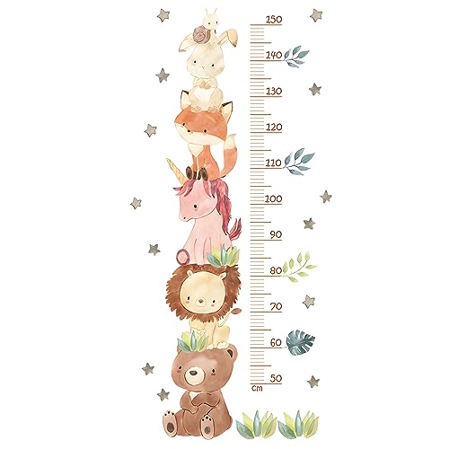 HIMKI Toise pour enfants - Sticker mural pour chambre d'enfant - Diagramme de hauteur - Autocollant mural animaux de la forêt - Cadeaux pour garçons et filles - Échelle mesure 50 à 150 cm (animaux de