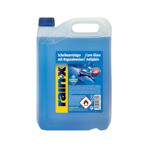 Rain-X Lave-Glace Anti-Pluie – Technologie Hydrophobe pour Visibilité Optimale – Protection Antigel Jusqu’à -20°C – Formule sans Méthanol – 5L