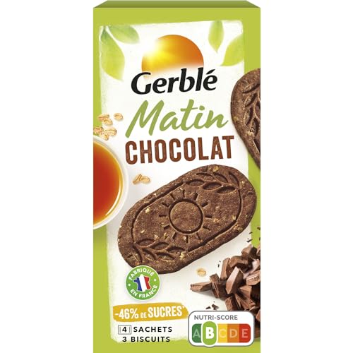 Gerblé Biscuits Matin Chocolat aux Céréales Complètes, Réduits en Sucres, Riches en Fibre, Sans Huile de Palme, 200g, 221590