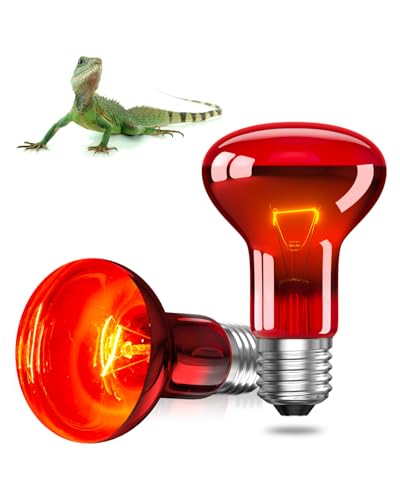 GlowUp E27 Reptile Ampoules Chauffantes 50W, Dimmable Rétro Éclairage Infrarouge Lampe De Chaleur Ampoule Spot Basking Pour Dragon Barbu, Lézard, Tortue, Reptiles & Amphibiens, 2 paquets