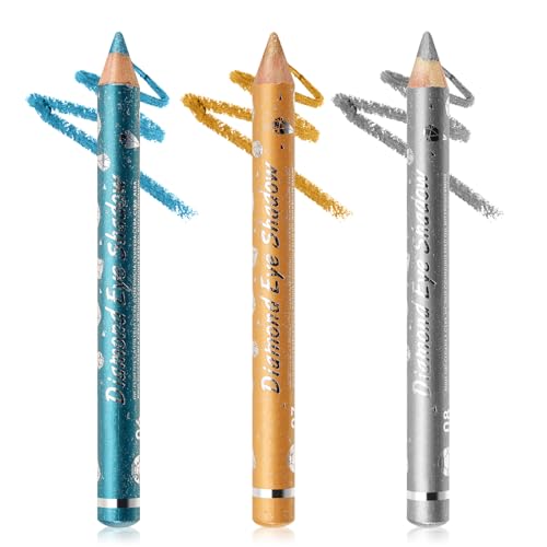 Boobeen 3Pcs Crayon à Paupières Crème, Bâton D'ombre à Paupières Pailleté, Stylo D'ombre à Paupières étanche, Maquillage D'ombre à Paupières Longue Durée, étincelant, Facile à Utiliser