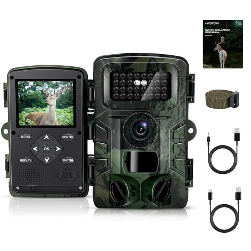 HAZACAM Caméra de Chasse Vision Nocturne, 1080P HD Infrarouge Camera Animaux Piege Photographique LCD Camera de Chasse Nocturne Camera Exterieur Étanche No Glow Invisible Caméra Surveillance