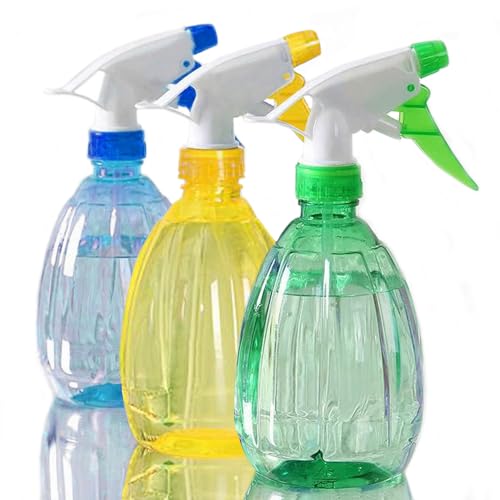 Gentpovth 3 Pièces 500ML Flacon Spray Bouteilles Vide Rechargeable (Jaune-vert-bleu)