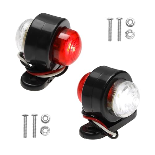 The Lord of the Tools 2pcs 12-24V LED Voyant d'avertissement Double Face Avertissement Feu de Position Latéral Utilisé Remorque RV Bateau Feu de Stationnement Feu de Dégagement, Blanc Rouge Noir