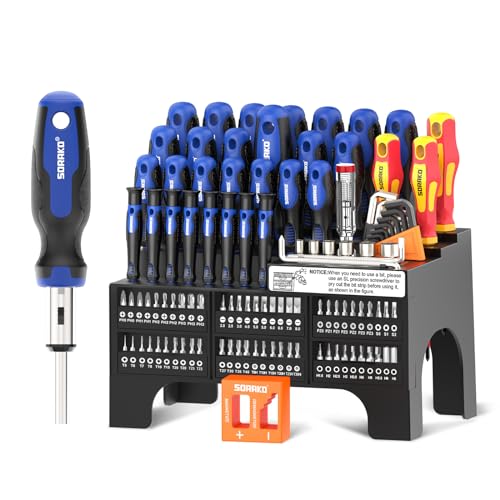 SORAKO 118Pcs lot tournevis magnétique, comprenant un kit tournevis à cliquet,embouts, tournevis de précision, tournevis isolés, un testeur de tension, adapté à la maison, au bureau, à l'entretien