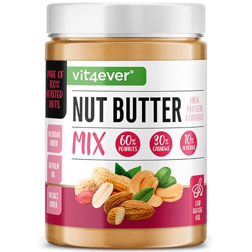 Beurre de Noix Lisse (Cacahuètes, Cajou, Amandes) - 1kg - Riche en Protéines - Sans Sel, Huile ni Graisse de Palme Ajoutés - Vegan