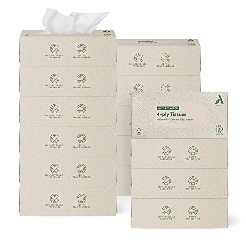Amazon Aware 4 épaisseurs Mouchoirs en papier 100% recyclé, 1500 pièces, 15 lot de 100 chaque