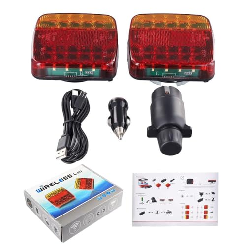 Kit de feux arrière sans fil magnétique de remorque de LED, feux arrière carrés de camion de LED feux arrière de remorque signal d'avertissement feux de freinage feux arrière de stationnement 1