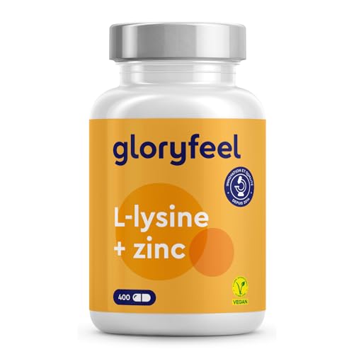 L-Lysine avec Zinc Hautement Dosée, 400 Capsules avec 1000 mg de Lysine par Dose Quotidienne, Acide Aminé Essentiel, Soutient le Système Immunitaire et les Os*, 100% Végétalien, Sans Additifs