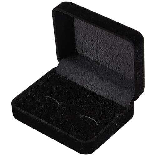 Beebeecraft Boîte à Boutons de Manchette en Velours Noir Rectangulaire Boîte de Rangement pour Boutons de Manchette Présentoir de Bijoux Boucles D'Oreilles Bagues Clous D'Oreilles Pinces à Cravate