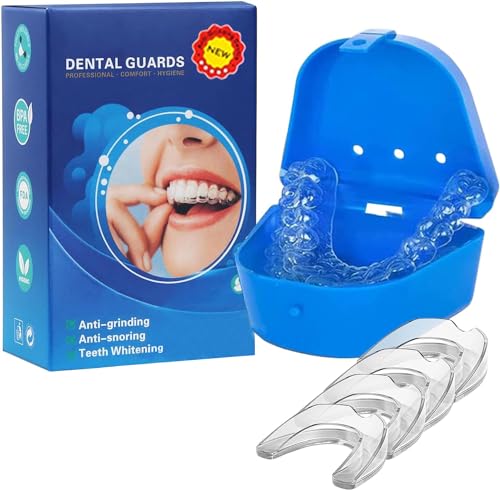 Gouttiere Dentaire Bruxisme 4Pcs, Protecteurs Buccaux, Protege Dent Bruxisme, Gouttiere pour Dent Sans BPA, Protege Dent Nuit, pour Arrêter le Bruxisme, Mouth Guard for Grinding Teeth Clenchingg