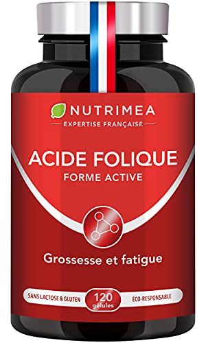 Vitamine B9 Brevetée – Acide Folique sous Forme Active - Assimilation Supérieure – Complément Pour Femme Enceinte – Réduit la Fatigue – 120 Gélules Vegan - Fabriqué en France - Nutrimea