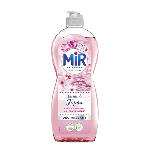 Mir Vaisselle - Secrets de Japon - Fleur de Lotus & Cerisier Impérial - Expérience Complète et Unique - Pouvoir Dégraissant - Sans Conservateurs - Sans Allergènes Parfum - Respect de la Peau - 675ml
