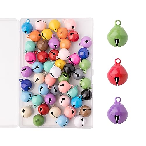 FRUHLING 50pcs 14mm Grelots Clochettes Cloches Colorées Grelots en Métal Petites Clochettes Grelots Cloche de Noël