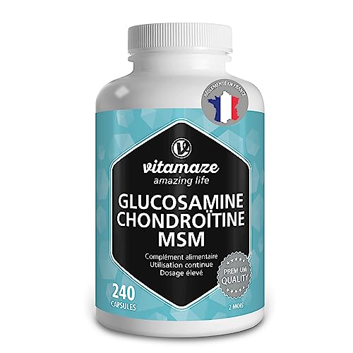 Glucosamine Chondroïtine avec MSM et Vitamine C 2250mg - Complexe pour les Articulations 240 Gelules - Complément Alimentaire Naturel sans Additifs