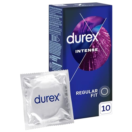 Durex, Préservatifs Intense - Préservatifs nervurés et nubbés avec gel de stimulation pour une satisfaction féminine intense (10)