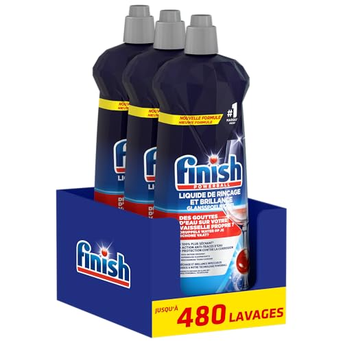 Finish Liquide de Rinçage Brillance et Séchage- Produit Lave-Vaisselle - Jusqu'à 480 lavages - 2400ml en Lot de 3