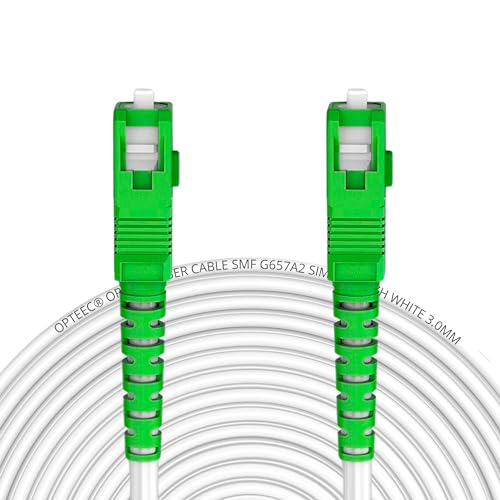 opteec® - Câble Fibre Optique Blindé - 5M - ORANGE/SFR/BOUYGUES/SOSH/RED by SFR - Rallonge/Jarretière - SC-APC à SC-APC Renforcé - Simplex Monomode - Garantie 10 Ans - Blanc (5M)