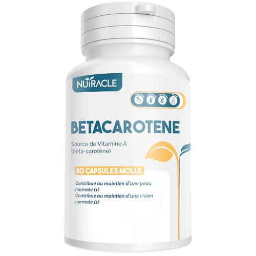 Nutracle Bêta-Carotène 438 mg. 80 perles | Haute disponibilité de la provitamine A antioxydante | Pour un bronzage plus intense et durable
