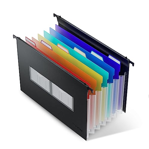 ThinkTex A4 Dossiers Suspendus Extensibles Plastique, 7 Poches Accordéon Innovantes de 3cm, 6 Compartiments Colorés, Grande Capacité-1PCS