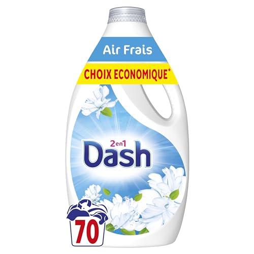 Dash 2en1 Lessive Liquide, 70 Lavages, Air Frais, Technologie Ultra Nettoyante Et Fraîcheur Longue Durée, Élimine Les Saletés et Taches Incrustées, Fabriqué en France