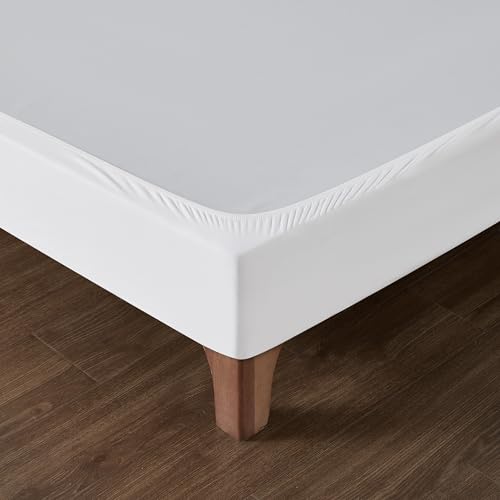 Dahlica Cache Sommier 140x190 Blanc – Tissu Doux et Extensible – Rendu Impeccable – Facile à Installer