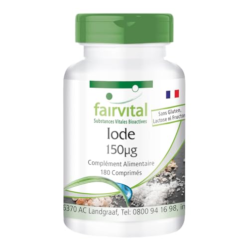 Fairvital | Iode 150μg - comprimés d'iode - fortement dosé - avec 150mcg d'iodure de potassium, 180 comprimés, végétarien