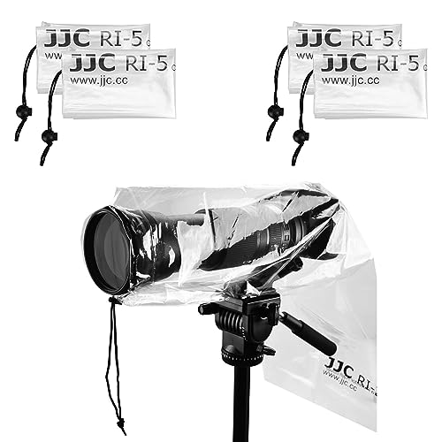 JJC - Housse de Pluie pour Appareil Photo, Protecteur de Manteau de Pluie imperméable pour Appareil Photo Reflex numérique Canon Nikon Sony avec Objectif jusqu'à 45 cm de Long (4 pièces)
