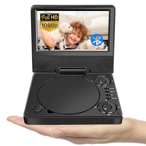 YOOHOO Lecteur DVD portable Bluetooth 9,5' avec écran HD 7,5' pour enfants, pour les déplacements, TV pour appuie-tête, toutes les régions gratuites, lecture de tous les formats MKV/MP4/WAV/AVI/MP3/CD