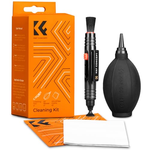 K&F Concept Kit de Nettoyage 4 en 1 (Pinceau de Nettoyage + Chiffon Microfibre + Poire pour Photo) pour Objectif de Caméra Reflex