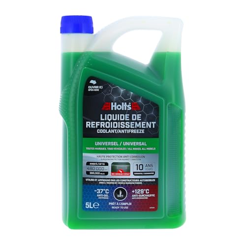 Holts HAFR0011B Antigel Liquide de Refroidissement Voiture et Moto, Universel, Protection Longue durée de 10 Ans ou 480,000km -37°C, 5L, Vert